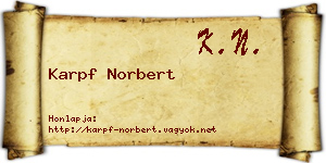 Karpf Norbert névjegykártya